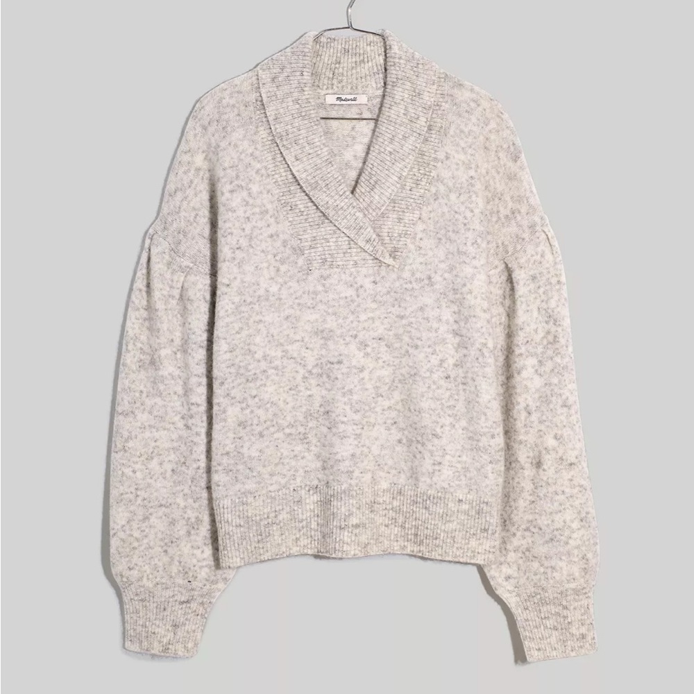 Madewell vinson shawl collar sweater heather stonewall grey